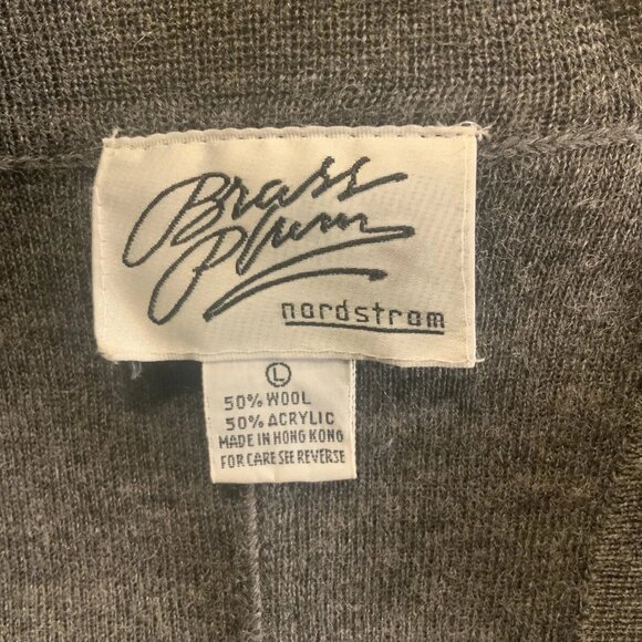 Vintage Sweater Nordstrom Brass Plum L Fitted Waist Luxe Gray V-Neck Cardigan - Picture 2 of 5